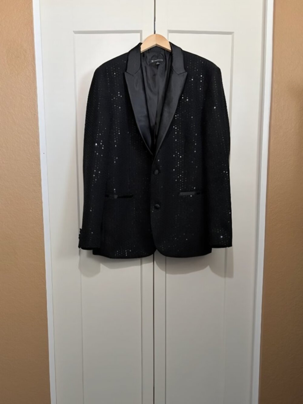 INC International Concepts Black Sequin Evening Tuxedo Blazer XL